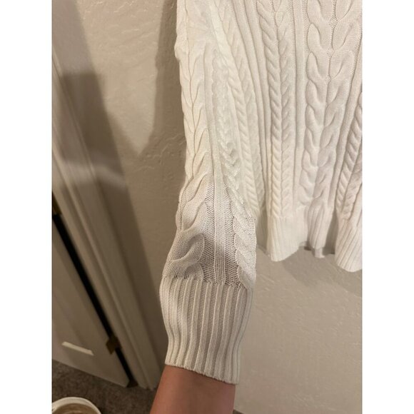 Philosophy Ivory Crewneck Winter Cable Knit Fisherman Sweater - Picture 3 of 8